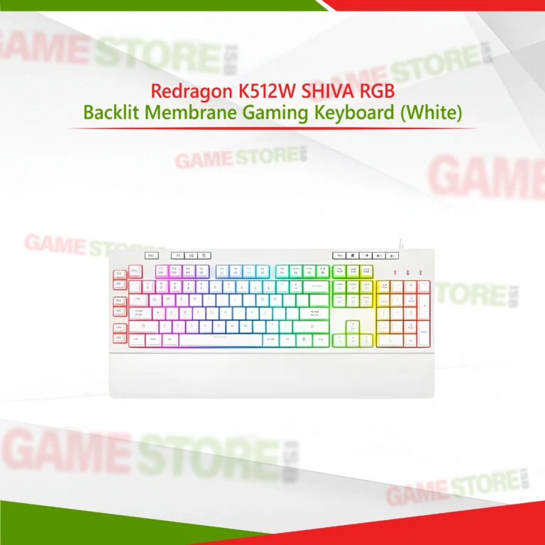Redragon K512W SHIVA RGB Backlit Membrane Gaming Keyboard White full view