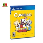 Cover art for Cuphead on PlayStation 4 showcasing Cuphead, Mugman, and Ms. Chalice from the DLC titled The Delicious Last Course.
