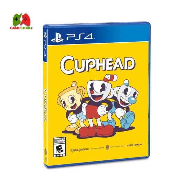 Cover art for Cuphead on PlayStation 4 showcasing Cuphead, Mugman, and Ms. Chalice from the DLC titled The Delicious Last Course.