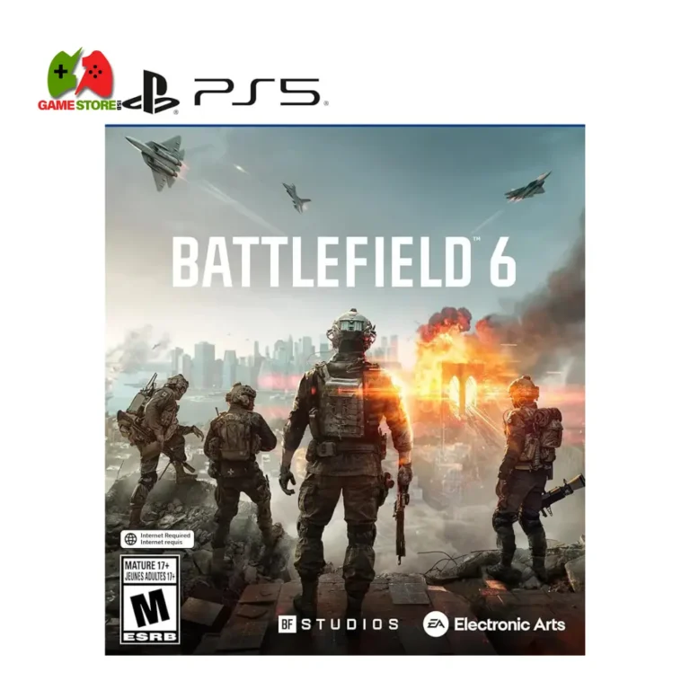 Battlefield 6 PlayStation 5 game artwork showcasing exhilarating FPS action, strategic devastation, and expansive military conflict.