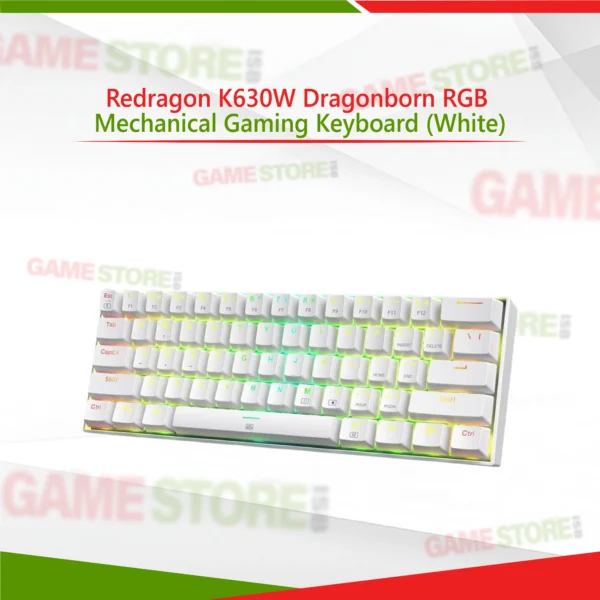 Redragon K630W Dragonborn white RGB mechanical gaming keyboard front view
