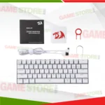 Redragon K630W Dragonborn white RGB mechanical keyboard backlight close up