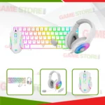 Redragon S129W White Gaming Setup with Keyboard, Mouse, and Headset
