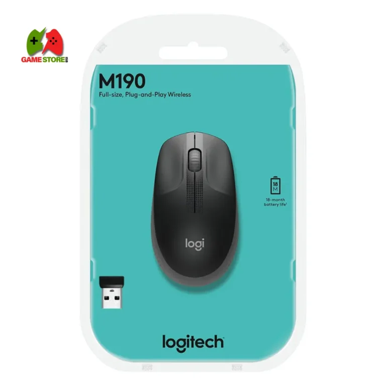 Logitech M190 Full-Size Wireless Mouse ergonomic design front view