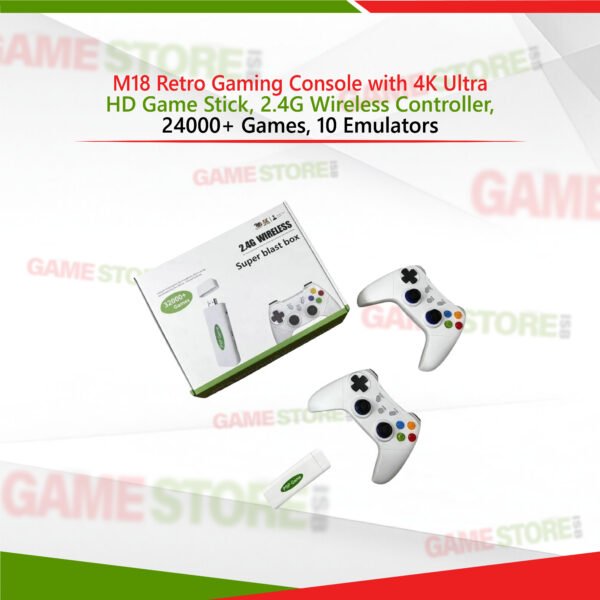 M18 Retro Gaming Console with 4K Ultra HD game stick